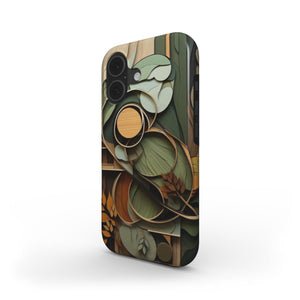 Abstract Botanical Art Tough Phone Case – Earth Tone Floral Design