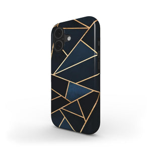 Black Gold Geometric Phone Case – Minimalist Tough Cover with Abstract Design