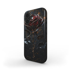Dark Gothic Black Rose Phone Case – Victorian Style Floral Stained Glass Design