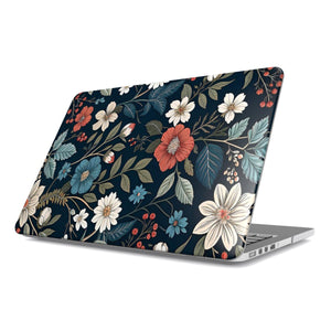 Vintage Floral MacBook Case – Dark Botanical Cover with Hand-Drawn Flowers
