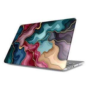 Abstract Color‑Wave MacBook Case | Fluid Layered Design with Gold Lines | Aesthetic MacBook Skin