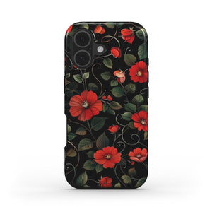Red Floral Botanical Phone Case – Bold Flower Tough Cover