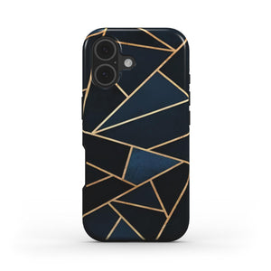 Black Gold Geometric Phone Case – Minimalist Tough Cover with Abstract Design