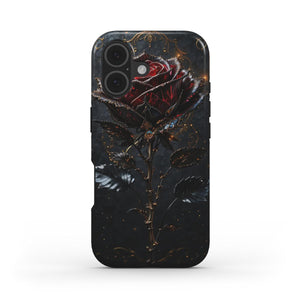 Dark Gothic Black Rose Phone Case – Victorian Style Floral Stained Glass Design