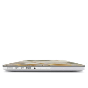 Gold Botanical Line Art MacBook Case – Minimalist Leaf Design Cover