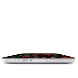 Red Floral Botanical MacBook Case – Dark Bold Flower Laptop Cover